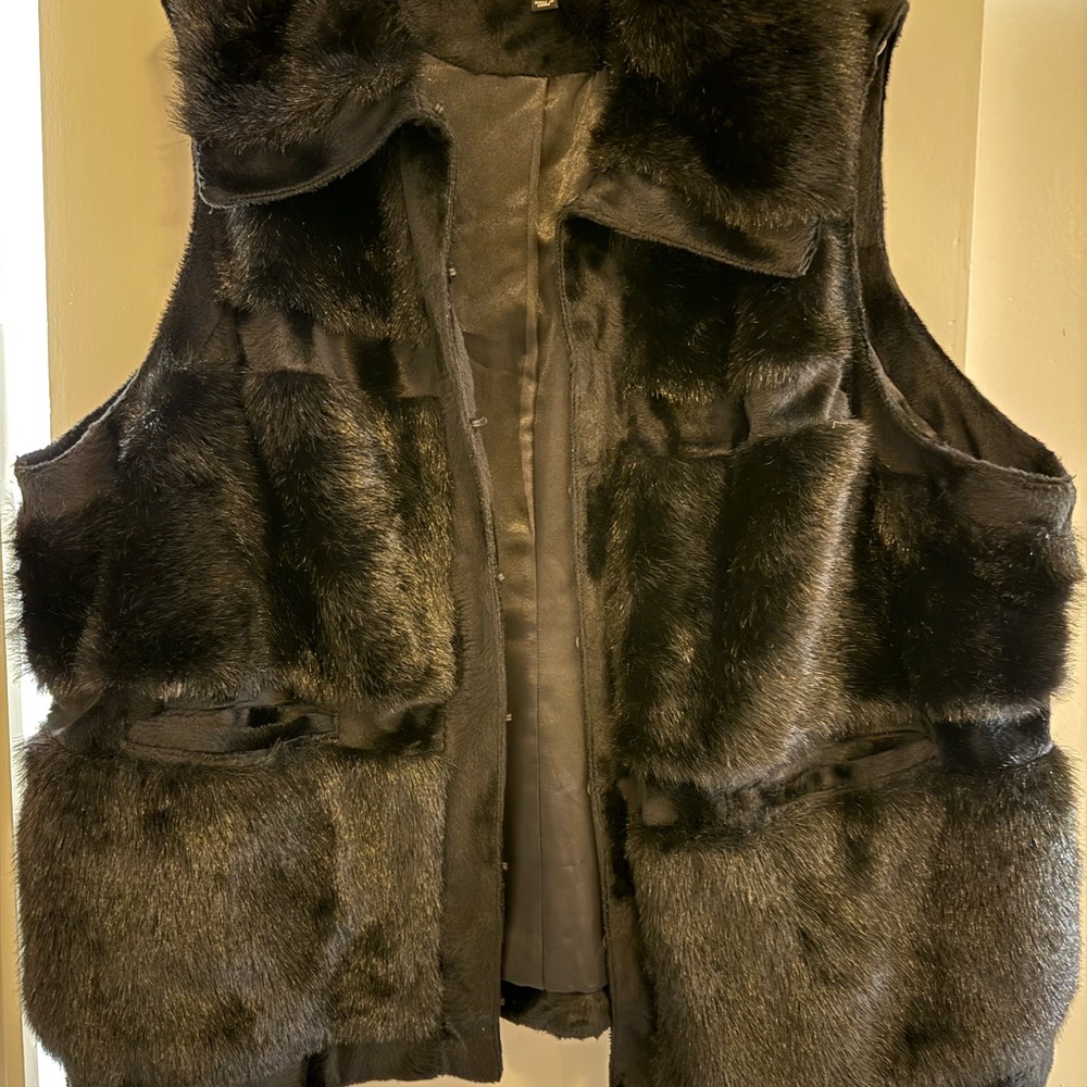 Black Faux Fur Vest
